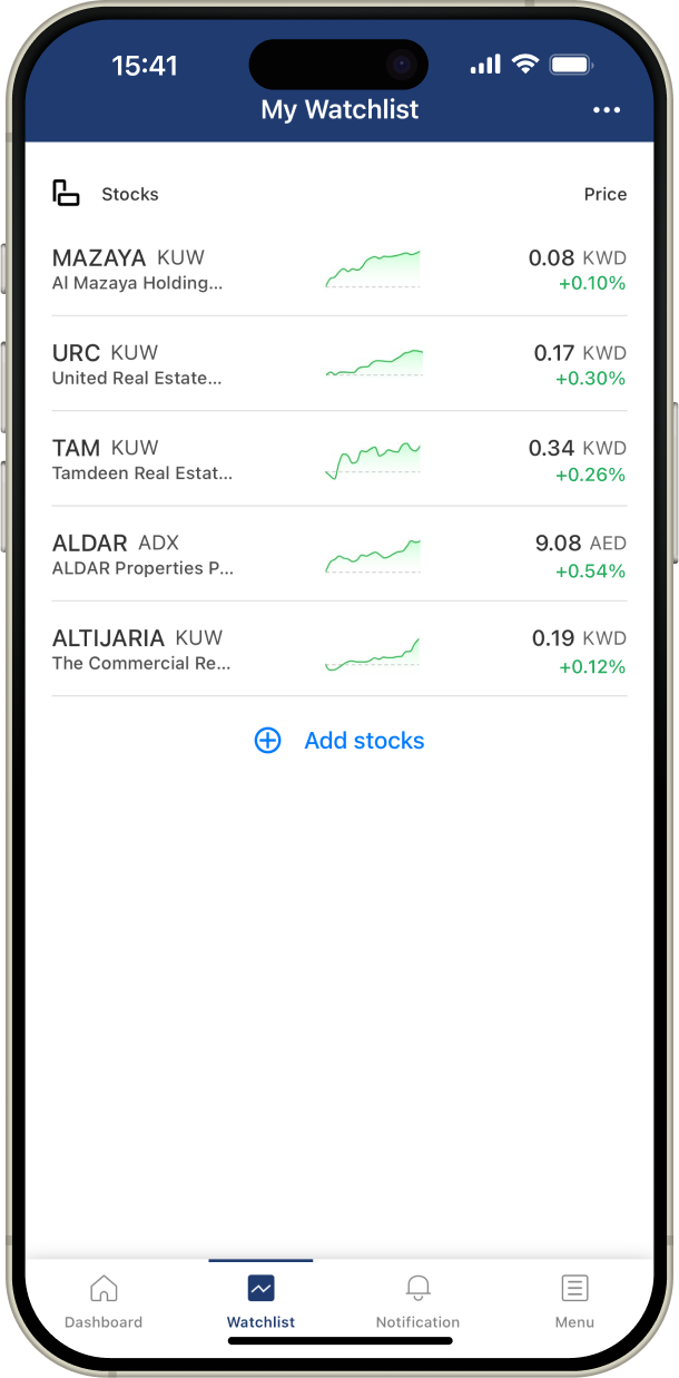 Watchlist screenshot.